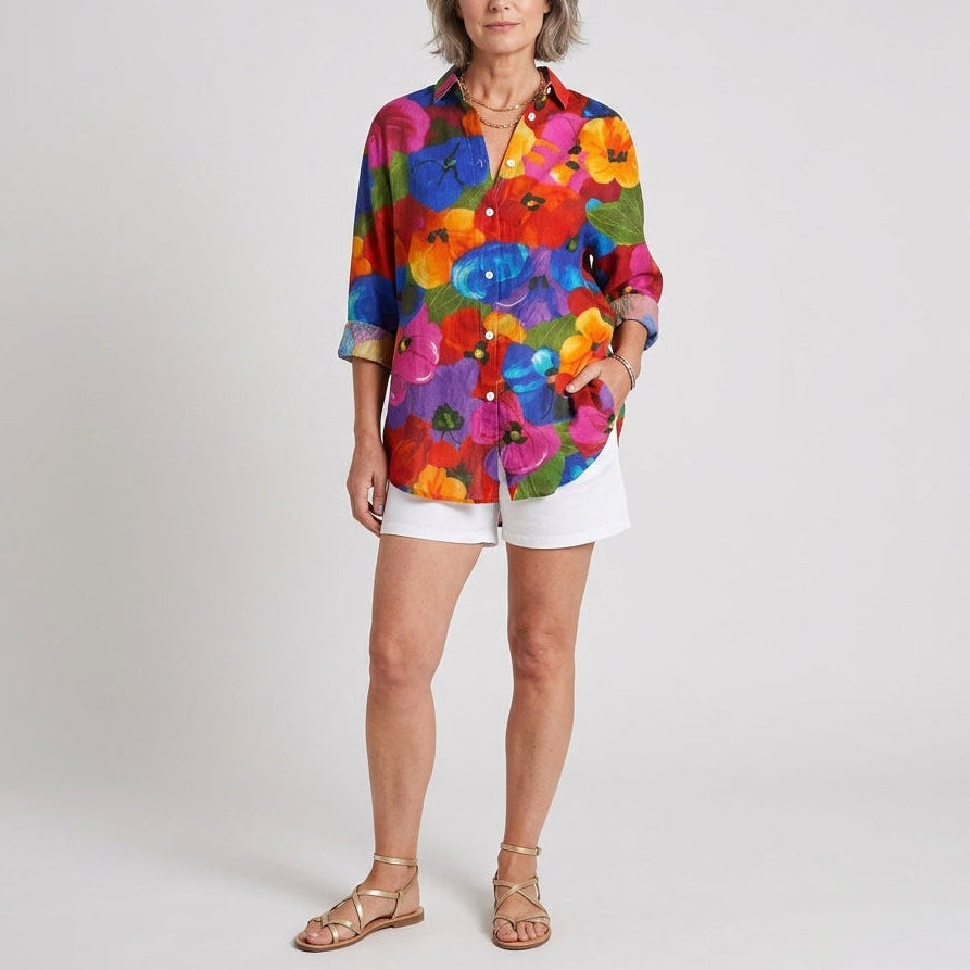 Anica | Artistic Print Button Blouse