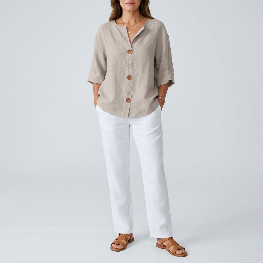 Olivia | Linen Loose Summer Blouse