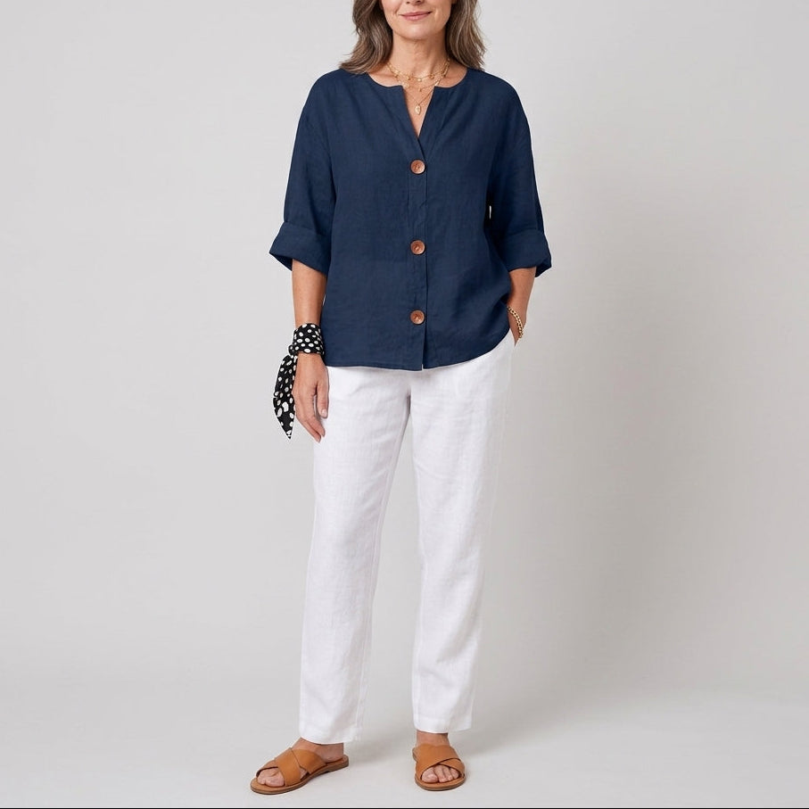 Olivia | Linen Loose Summer Blouse