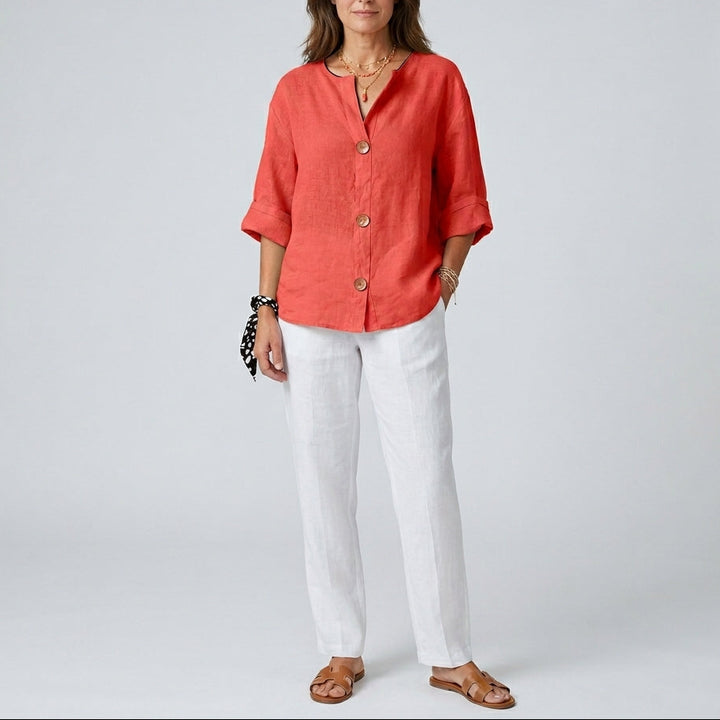 Olivia | Linen Loose Summer Blouse