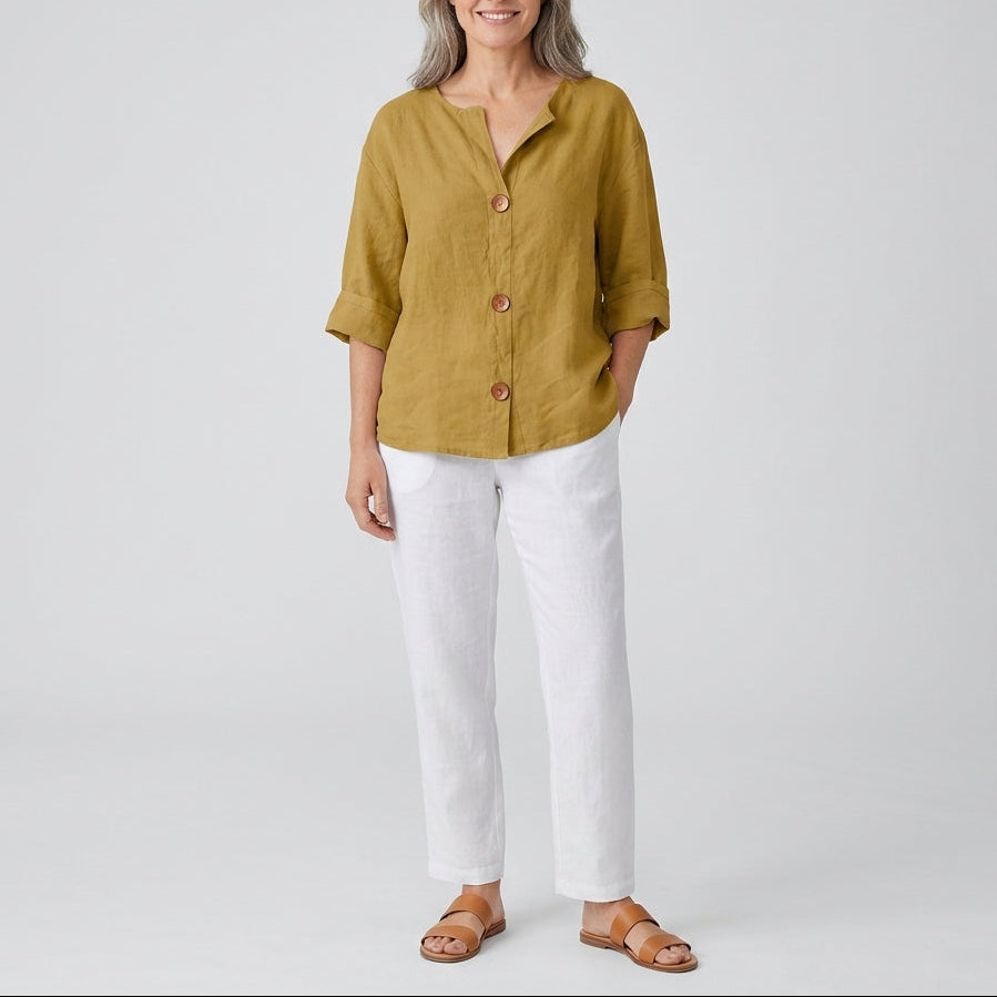 Olivia | Linen Loose Summer Blouse