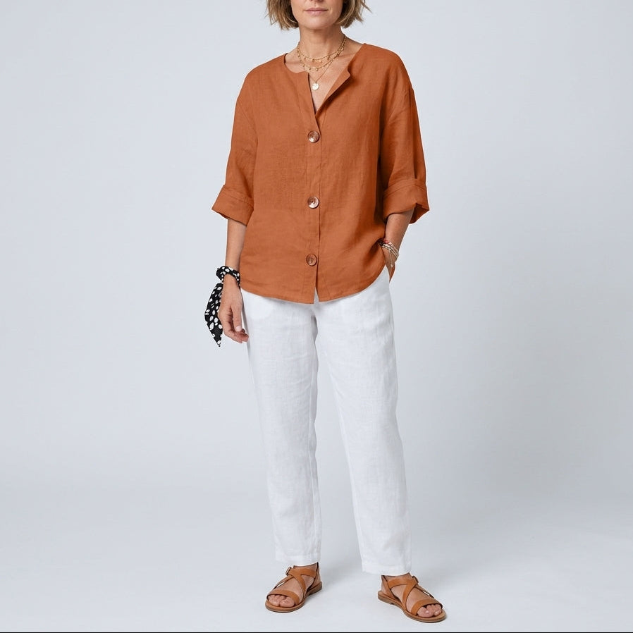 Olivia | Linen Loose Summer Blouse