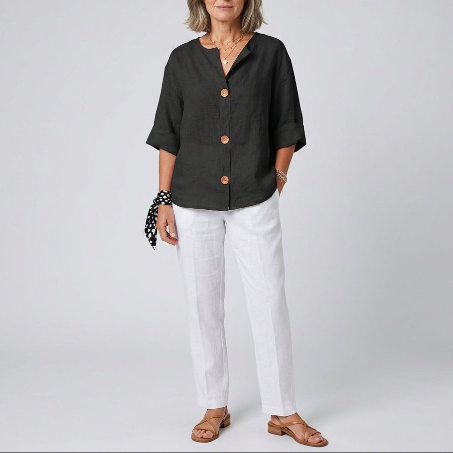 Olivia | Linen Loose Summer Blouse