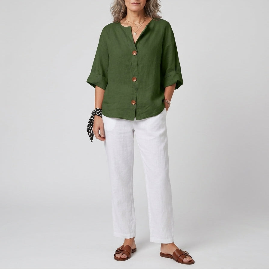 Olivia | Linen Loose Summer Blouse