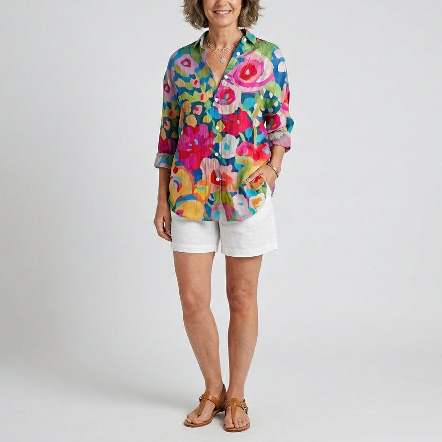 Anica | Artistic Print Button Blouse
