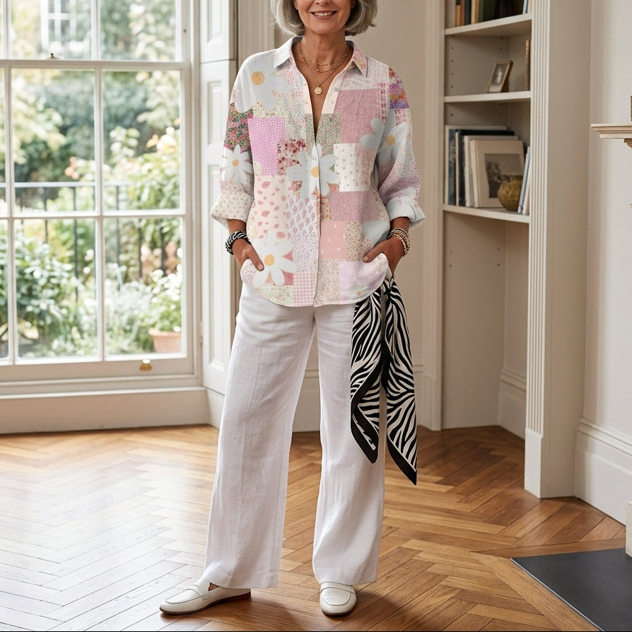 Fanny | Patchwork Daisy Button Blouse