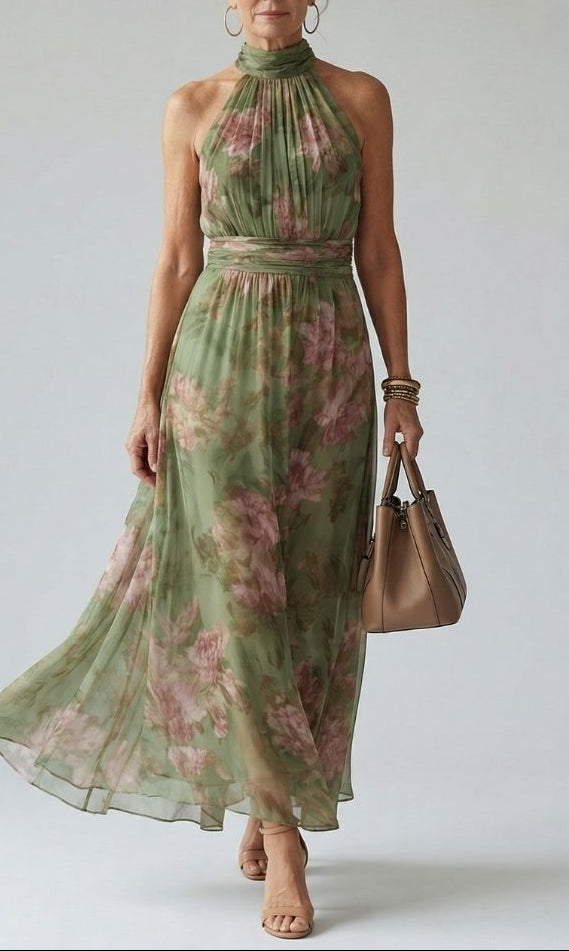 Mirelle | Gathered Halter Midi Dress