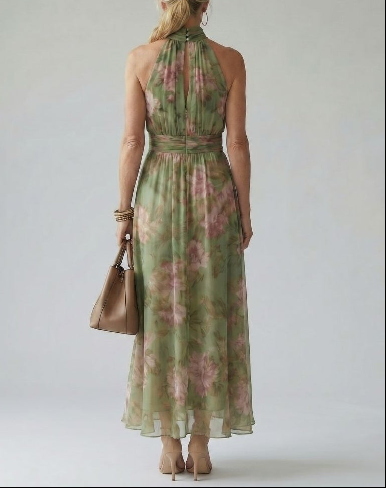 Mirelle | Gathered Halter Midi Dress