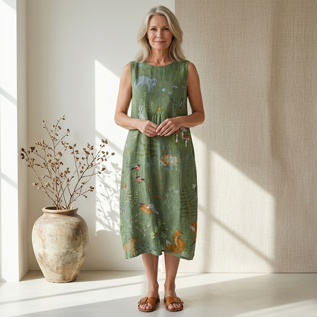Hope | Woodland Print Midi Dress