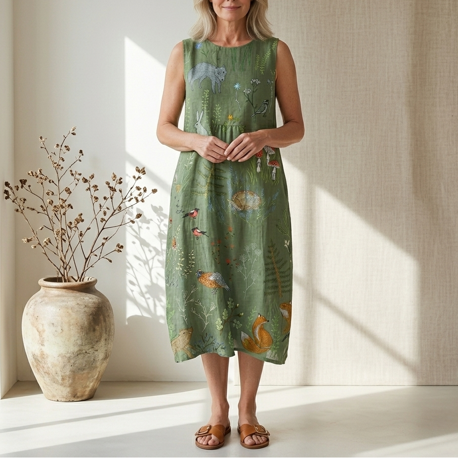 Hope | Woodland Print Midi Dress