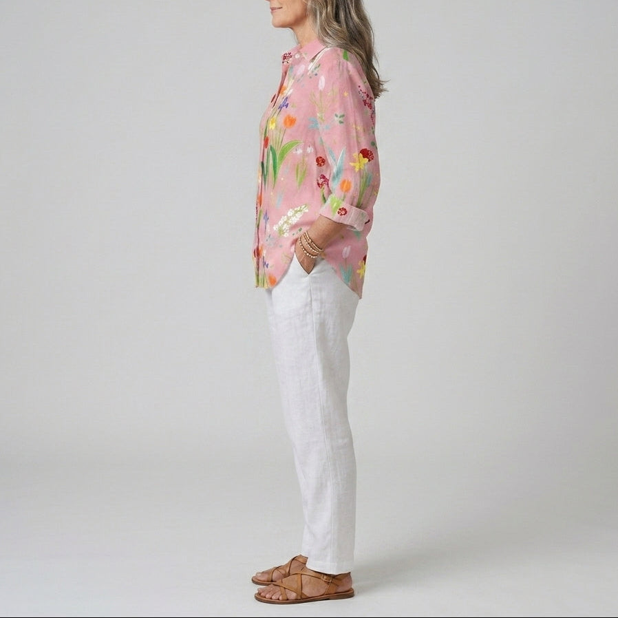 Fiona | Spring Garden V-Neck Blouse