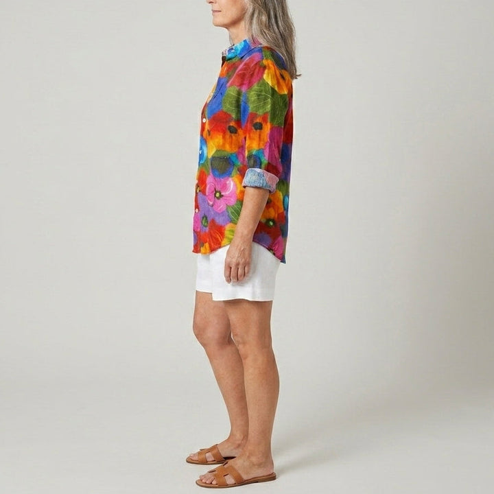 Anita | Artistic Print Button Blouse