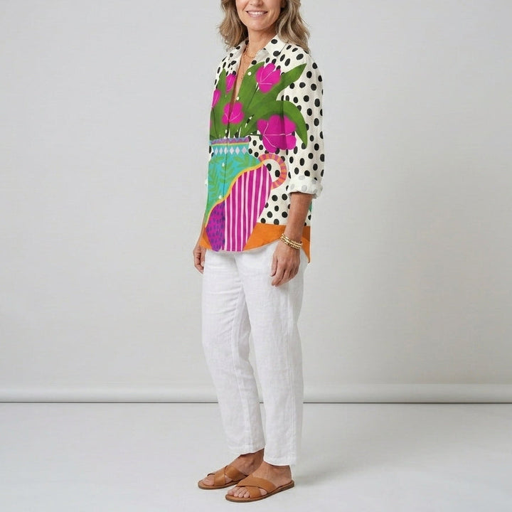Amara | Floral Vase Button Blouse