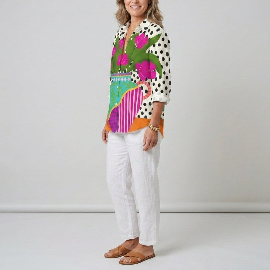 Amara | Floral Vase Button Blouse
