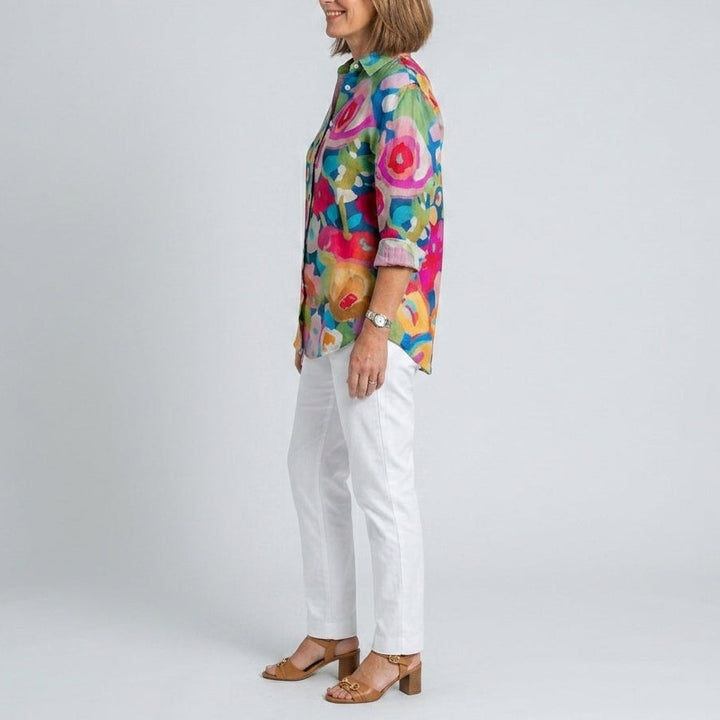 Deliane | Artistic Print Button Blouse